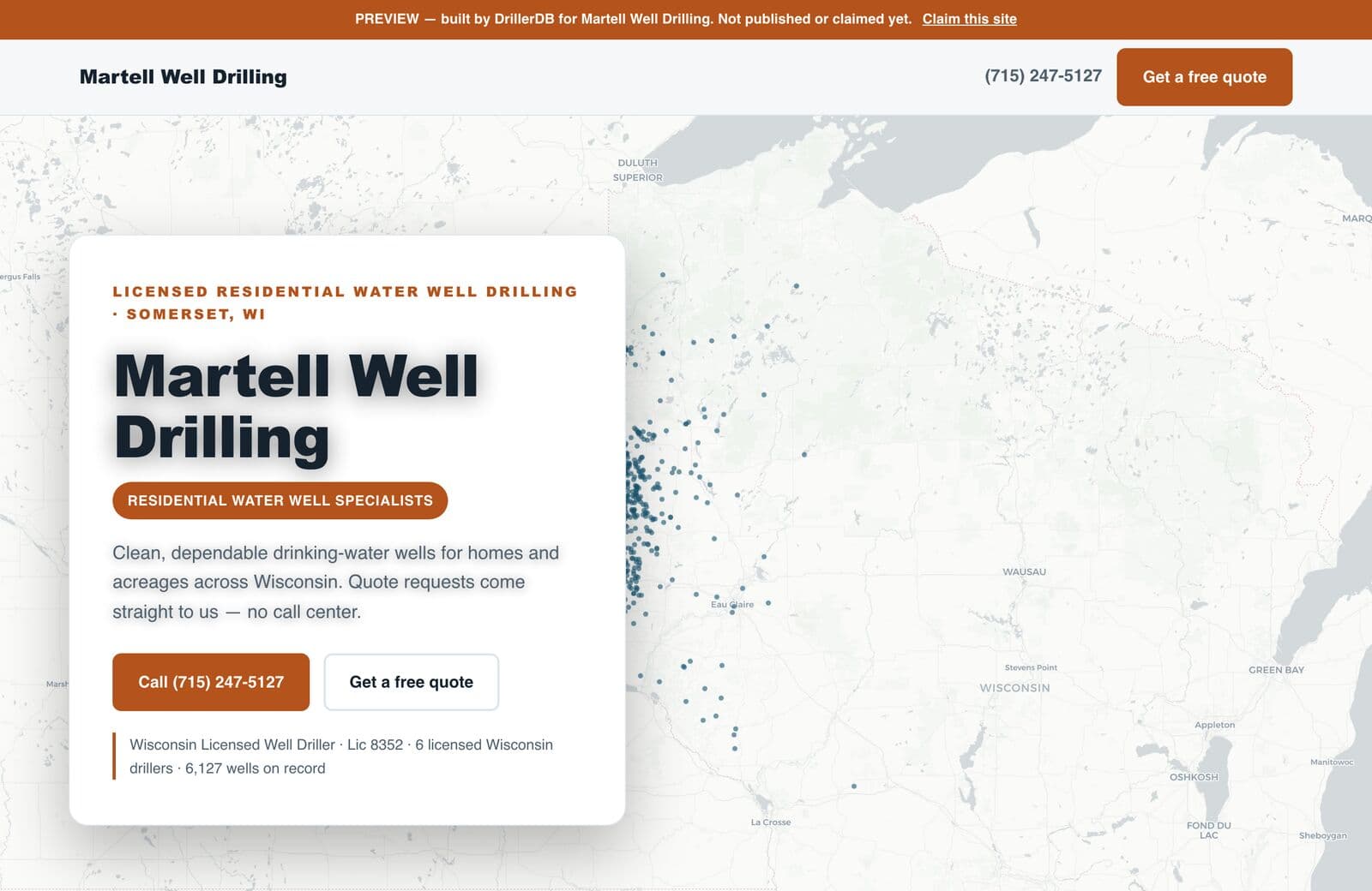 Website built for Martell Well Drilling