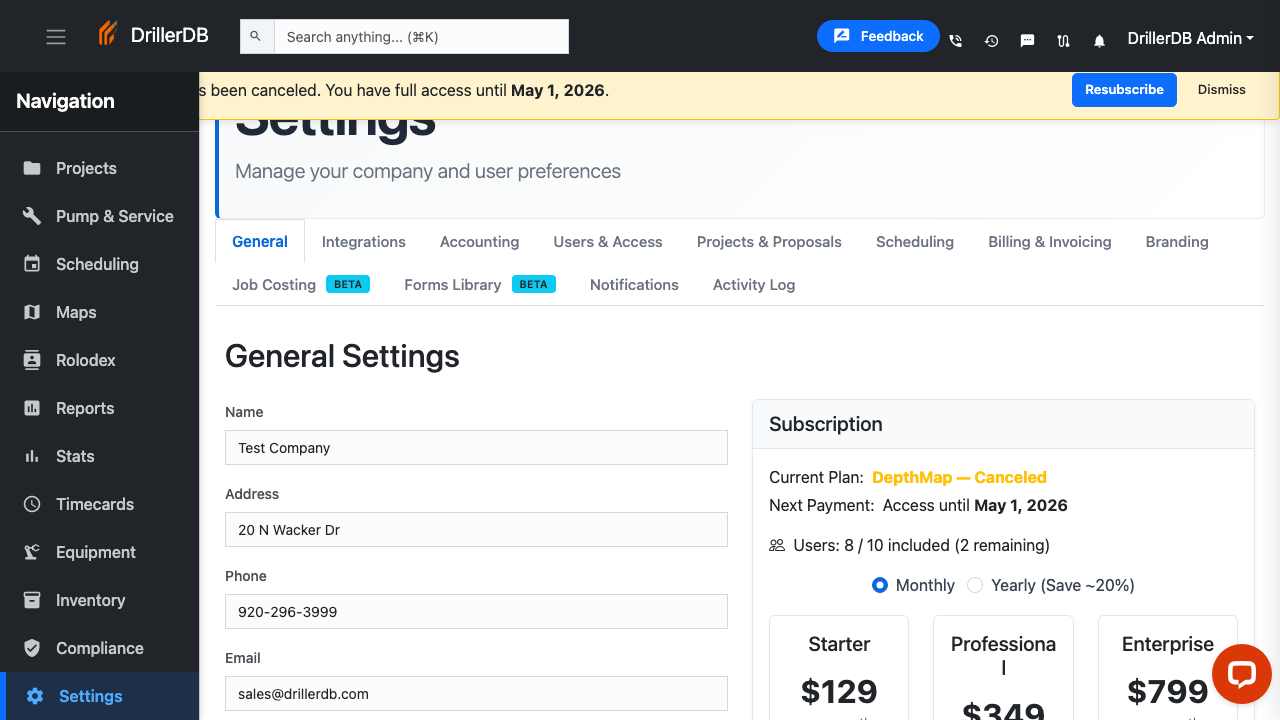 Post-cancel view showing the yellow banner and Canceled status