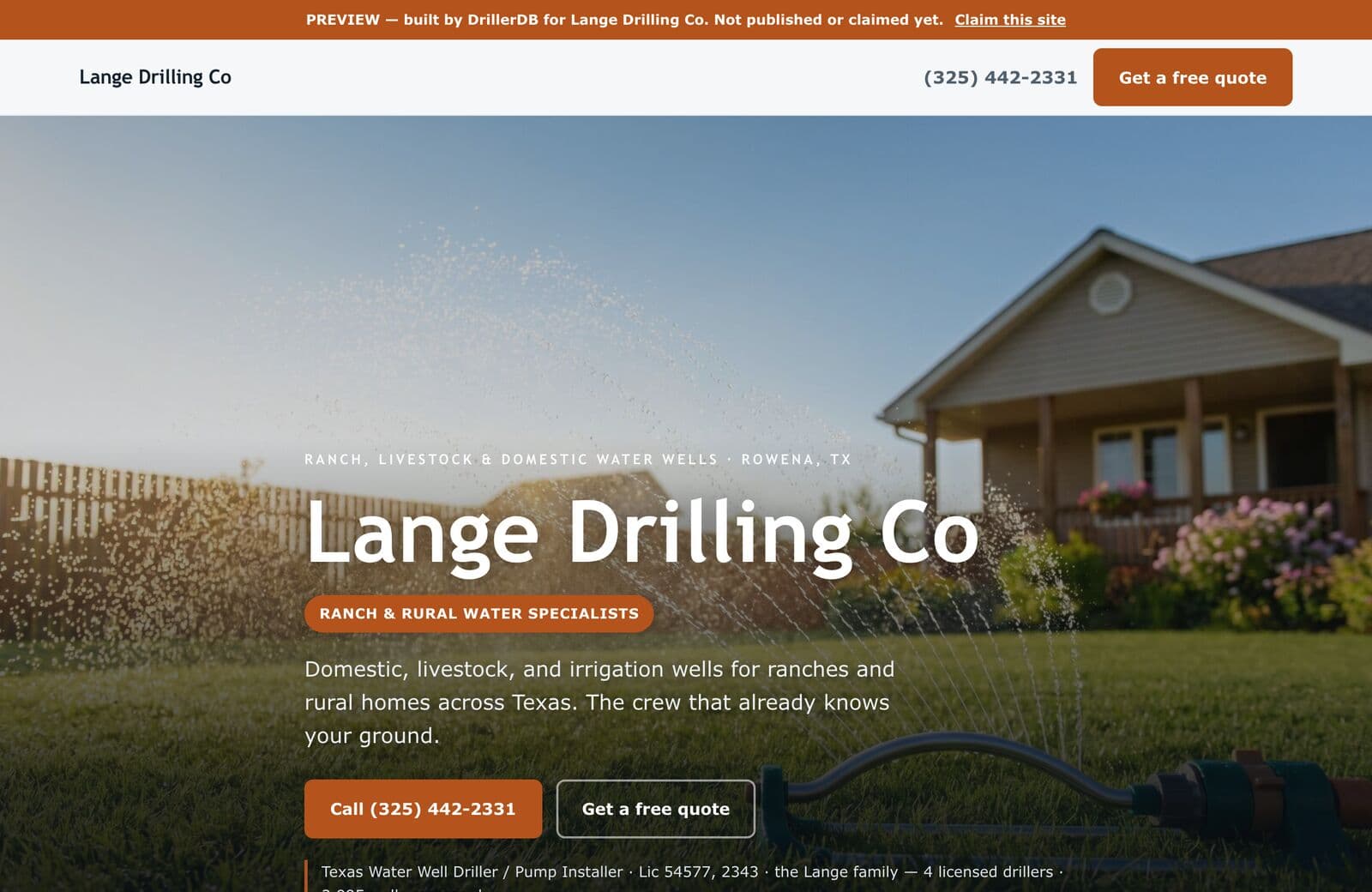 Website built for Lange Drilling Co