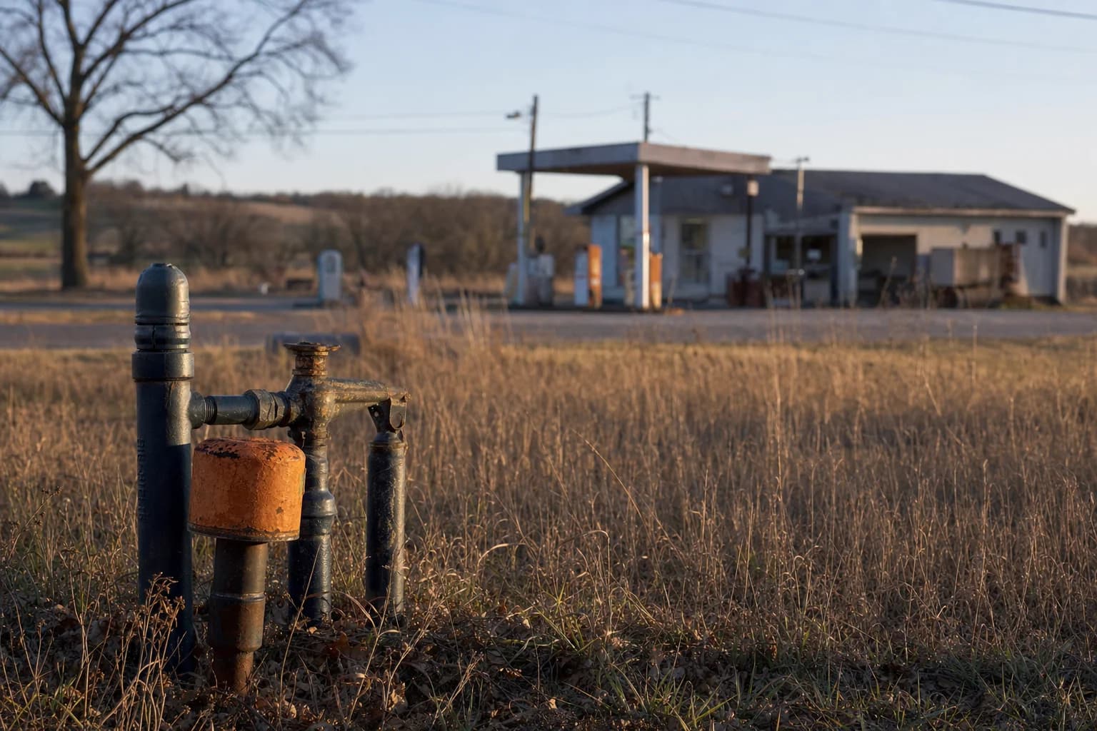 A fuel and solvent plume migrating through an aquifer toward a private well