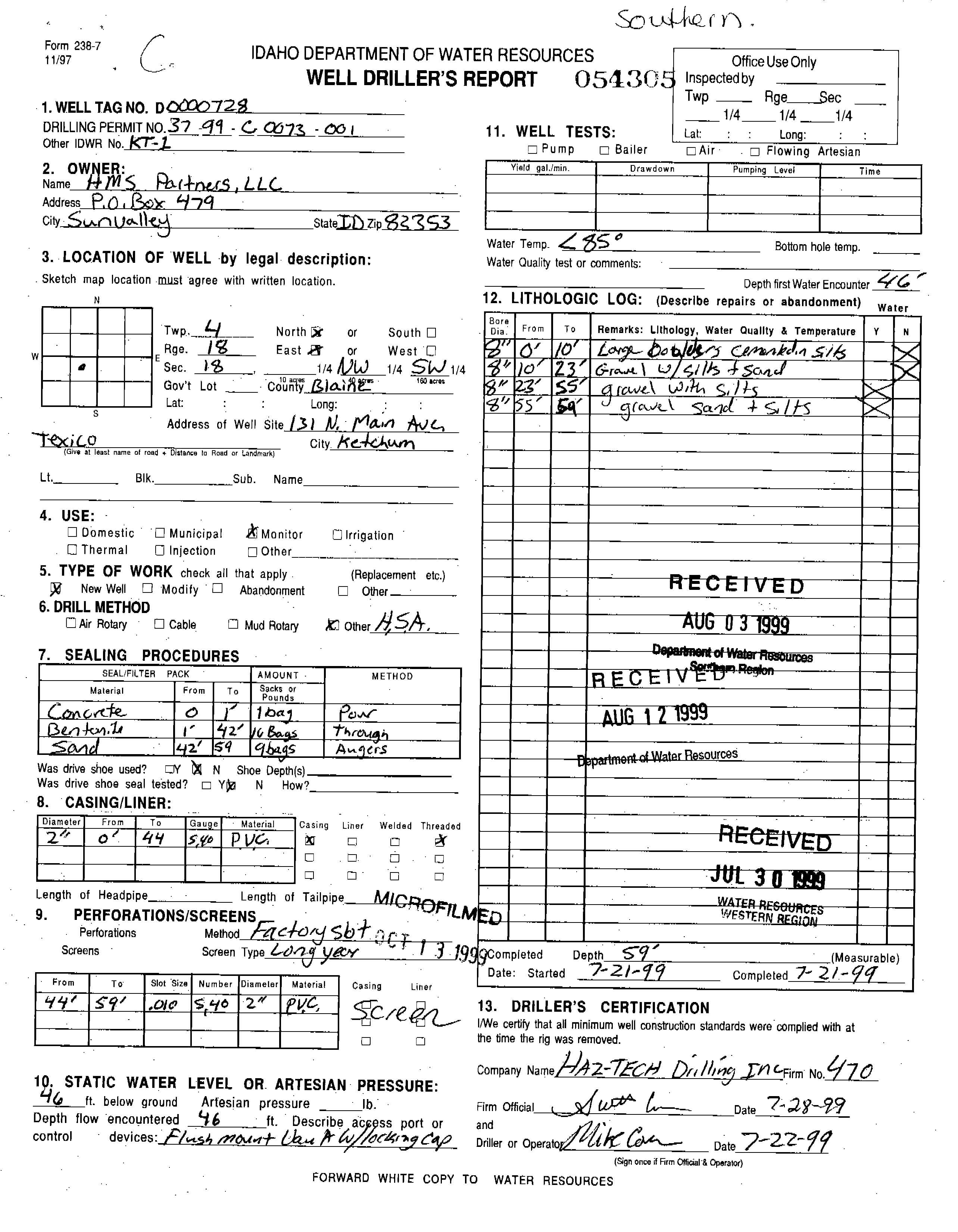 Example well diagram